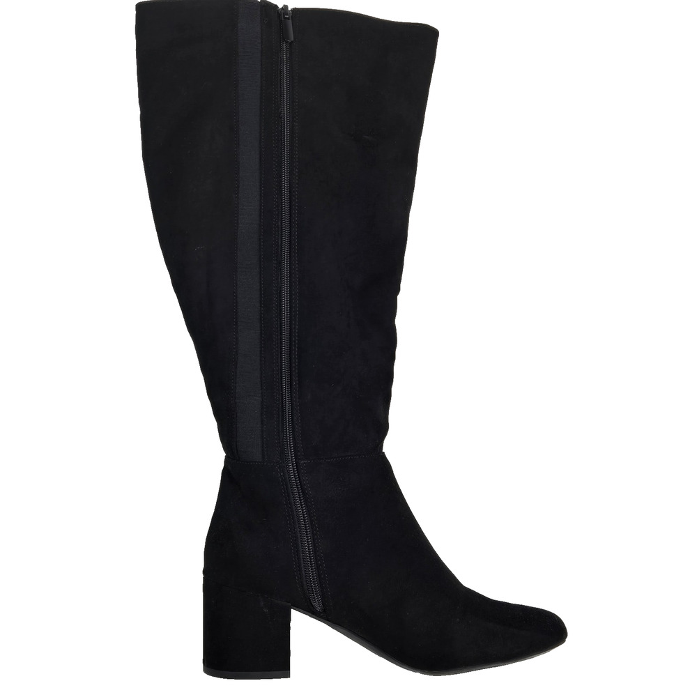 Torrid Knee High Boots Black Faux Suede Size 8.5 WW Wide Calf Block Heel - Picture 3 of 12